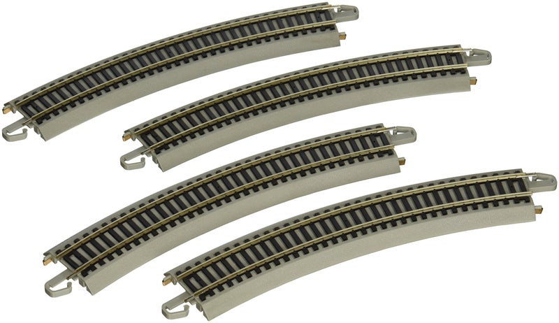 Bachmann Trains E-Z TRACK REVERSING 18" RADIUS CURVED (4/card) - NICKEL SILVER Rail With Grey Roadbed - HO Scale - Image 1